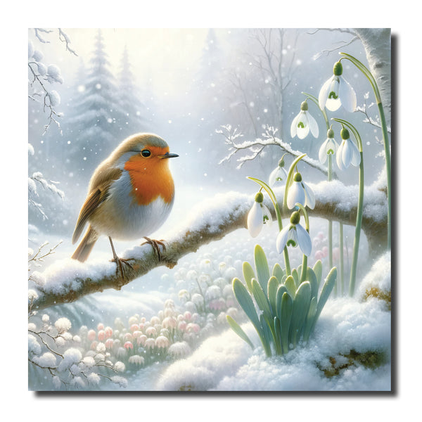 KJ01c - Robin and Snowdrops