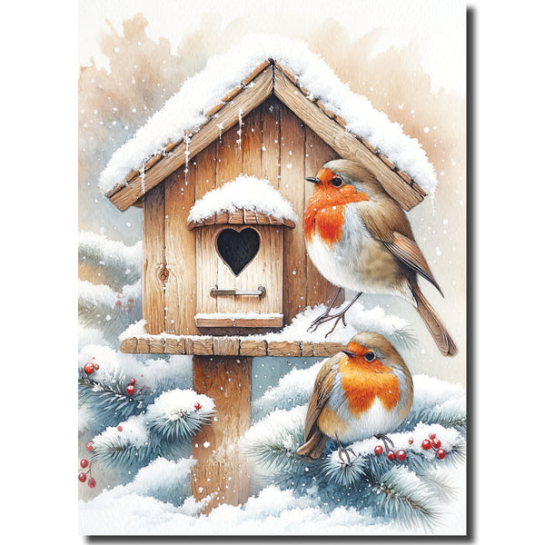 Robins on a Bird Box - KJ06e