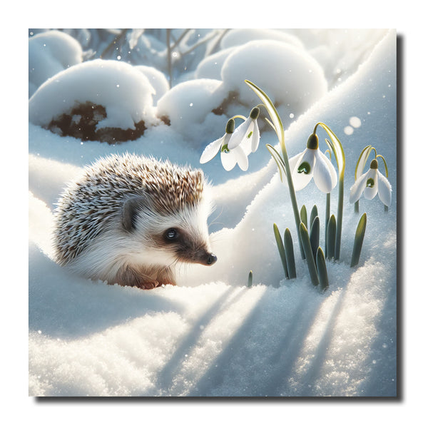 KJ16c - Hedgehog and Snowdrops