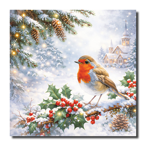 KL12c - Robin on a Holly Branch