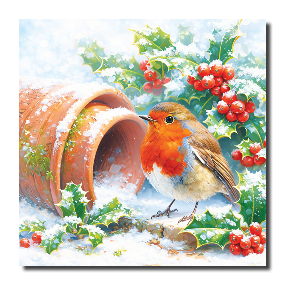 KL63c - Robin by the Flowerpots