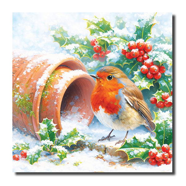 KL63c - Robin by the Flowerpots